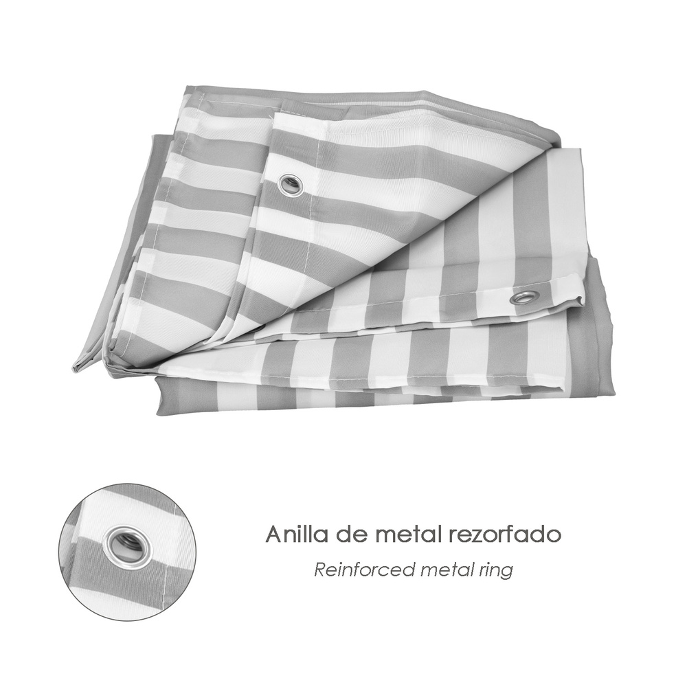 Cortina Ducha Rayas Blancas 180x200 cm. Impermeable - Imagen 4