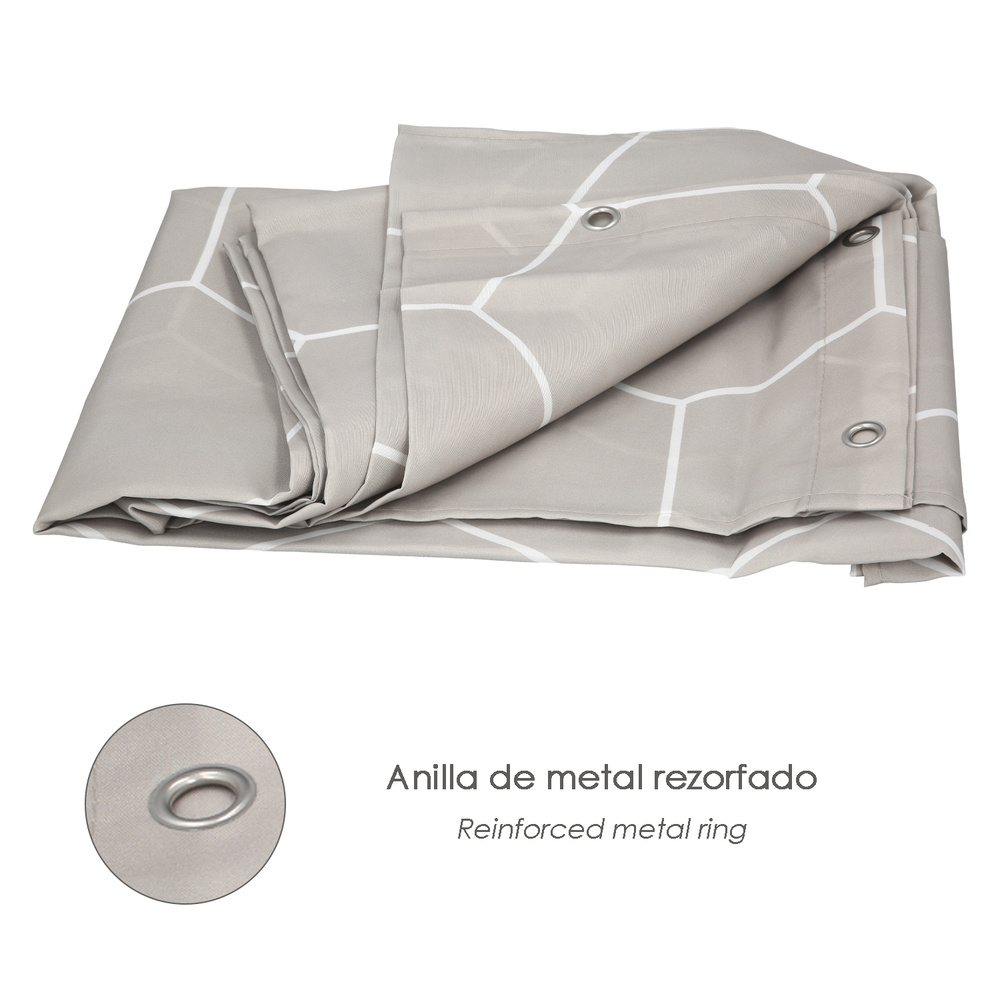 Cortina Ducha Formas Geometricas Beige 180x200 cm. Impermeable - Imagen 4