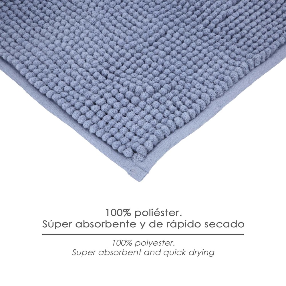 Alfombra Baño Poliéster Chenilla 50x80 cm. Azul. - Imagen 4