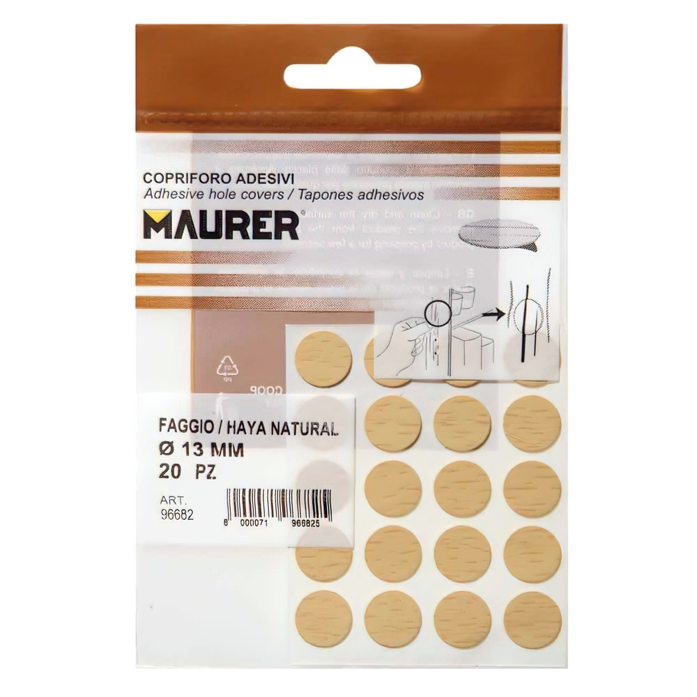 Tapatornillos Adhesivos Haya Natural (Blister 20 unidades) - Imagen 2