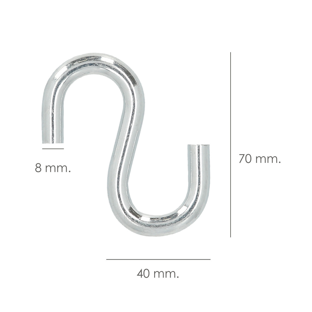 Gancho "S" Hierro Zincado 70 mm. "Uso Doméstico" - Imagen 2
