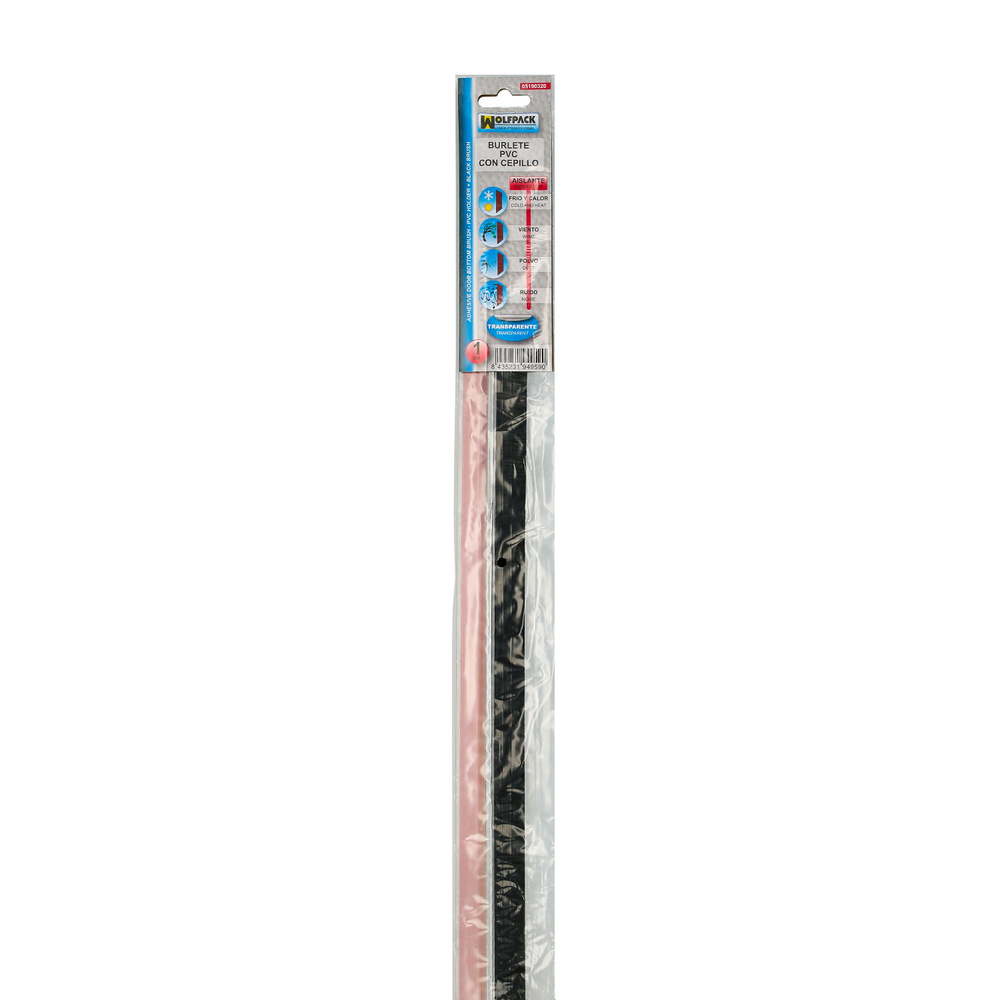 Burlete Puerta Pvc Transparente Con Cepillo 1 Metro - Imagen 5
