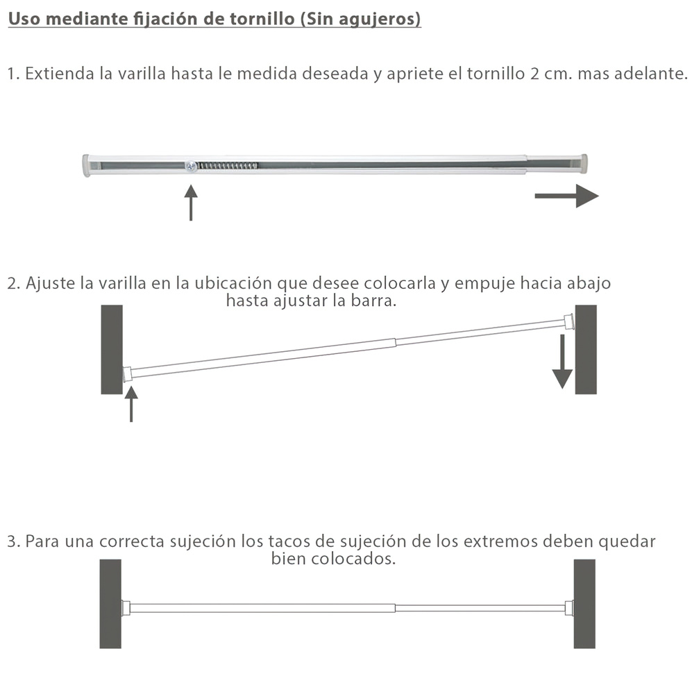Barra Visillo Extensible 85.5/150 cm. Con Muelle Presion Ajustable (1 Pieza) - Imagen 2