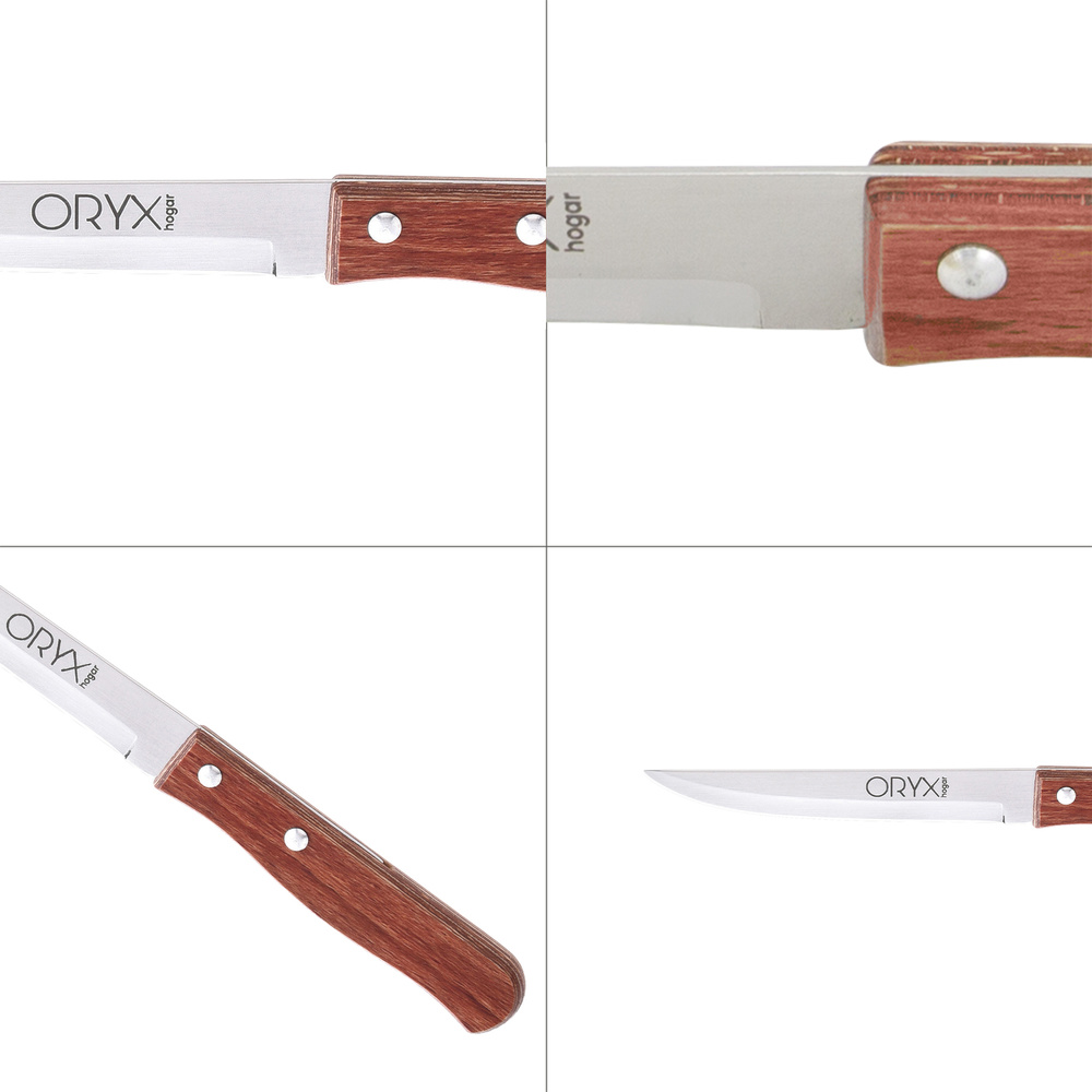 Cuchillo Montana Multiusos Hoja Lisa Acero Inoxidable 11 cm. Mango Madera (Blister 3 piezas) - Imagen 4