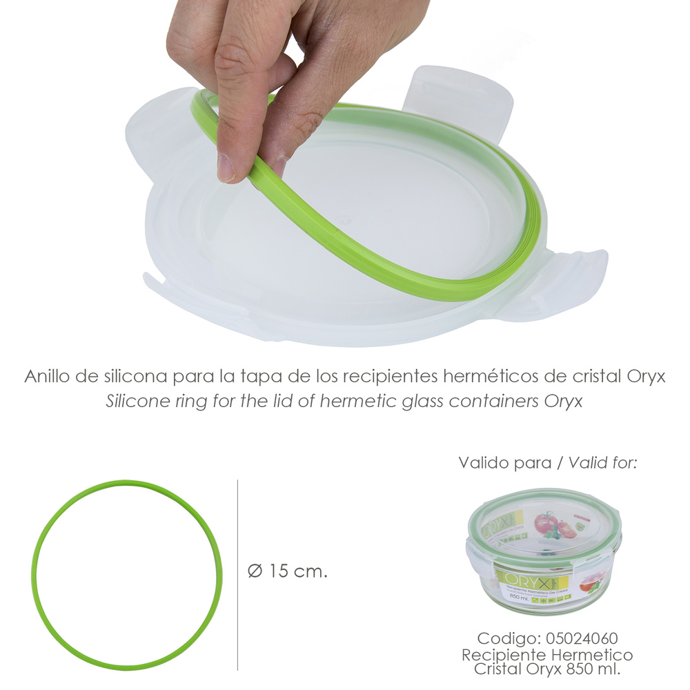 Anillo Silicona Para Recipiente Hermetico Cristal Redondo 850 ml. - Imagen 2