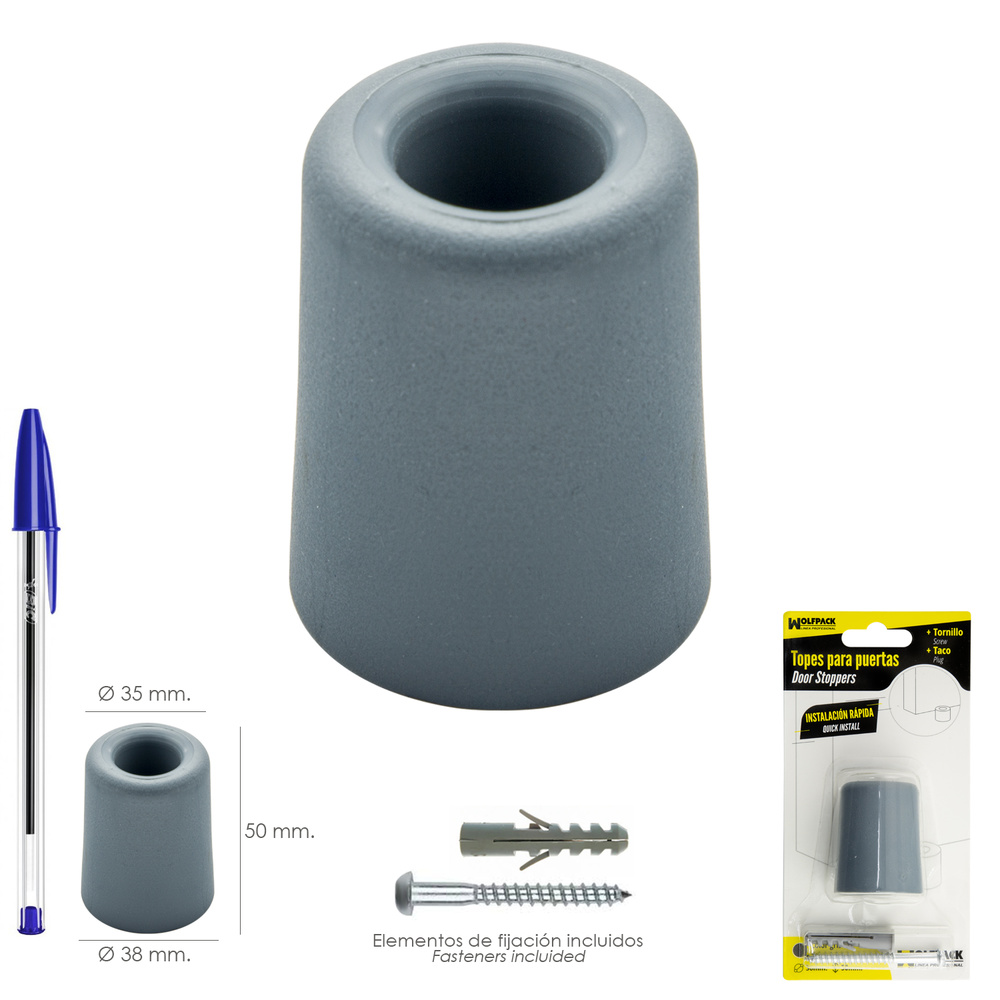 Tope Grande Para Puerta Amortiguacion Extrafuerte Ø 38 x 50 mm - Imagen 2
