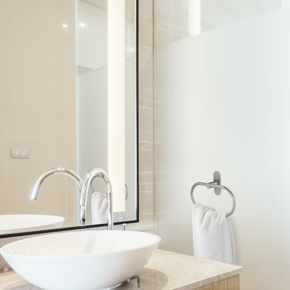 Toallero Forma Anilla Color Inox Con Efecto Espejo, Autoadhesivo Resistente, Porta Toallas, Toallero Adhesivo Pared / Mueble - Imagen 4