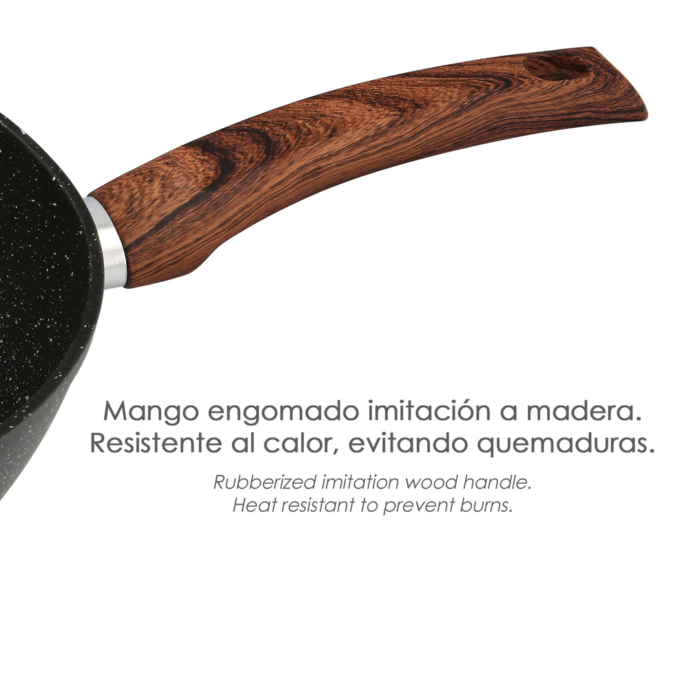 Sarten Aluminio Forjado Antiadherente 24x24x4,5 cm. Mango Engomado / 5 capas / Acabado Piedra / Todo Tipo de Cocinas / Grill - Imagen 5