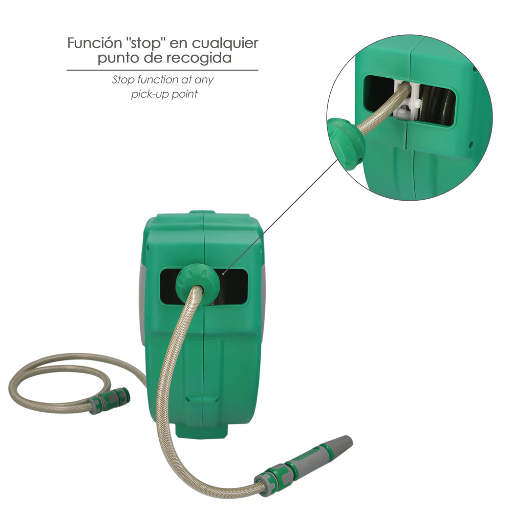 Enrollador Automatico Manguera Para Jardin. Recogedor Manguera Automatico, Porta Mangueras Jardin Manguera De 20 Metros - Imagen 5