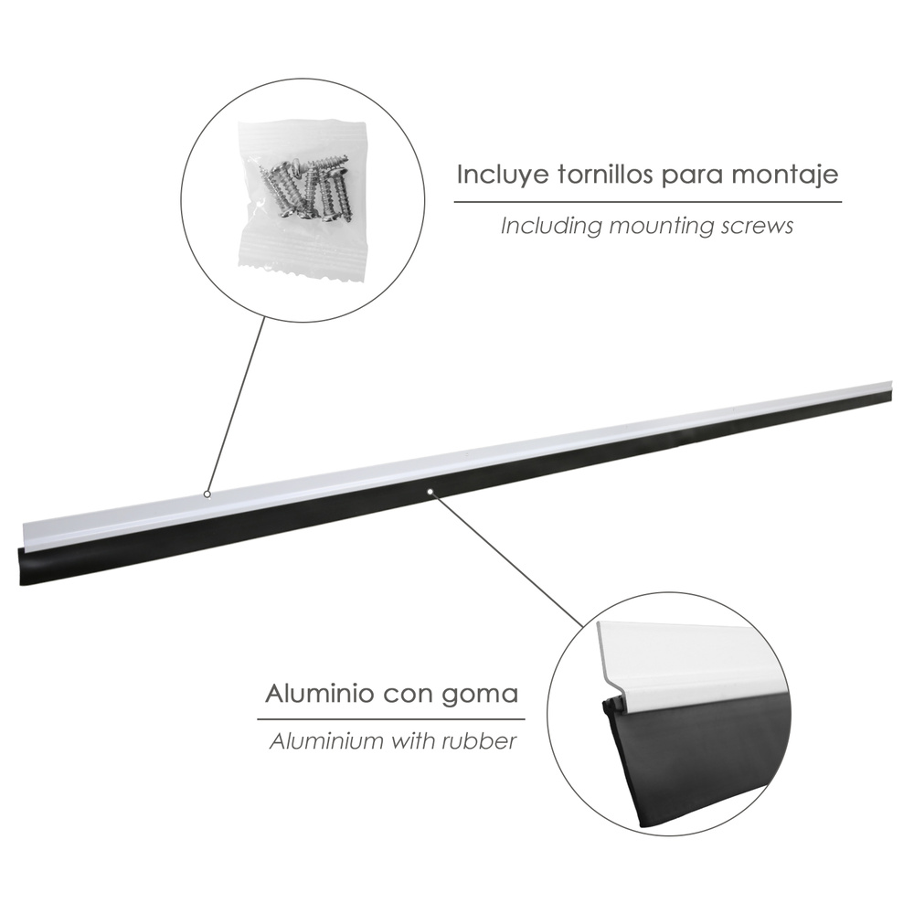 Burlete Para Puertas De Garaje Aluminio Blanco Con Goma 2,5 m. Perfil Bajo Cochera Cepillo De Puerta, Burlete Garaje - Imagen 3