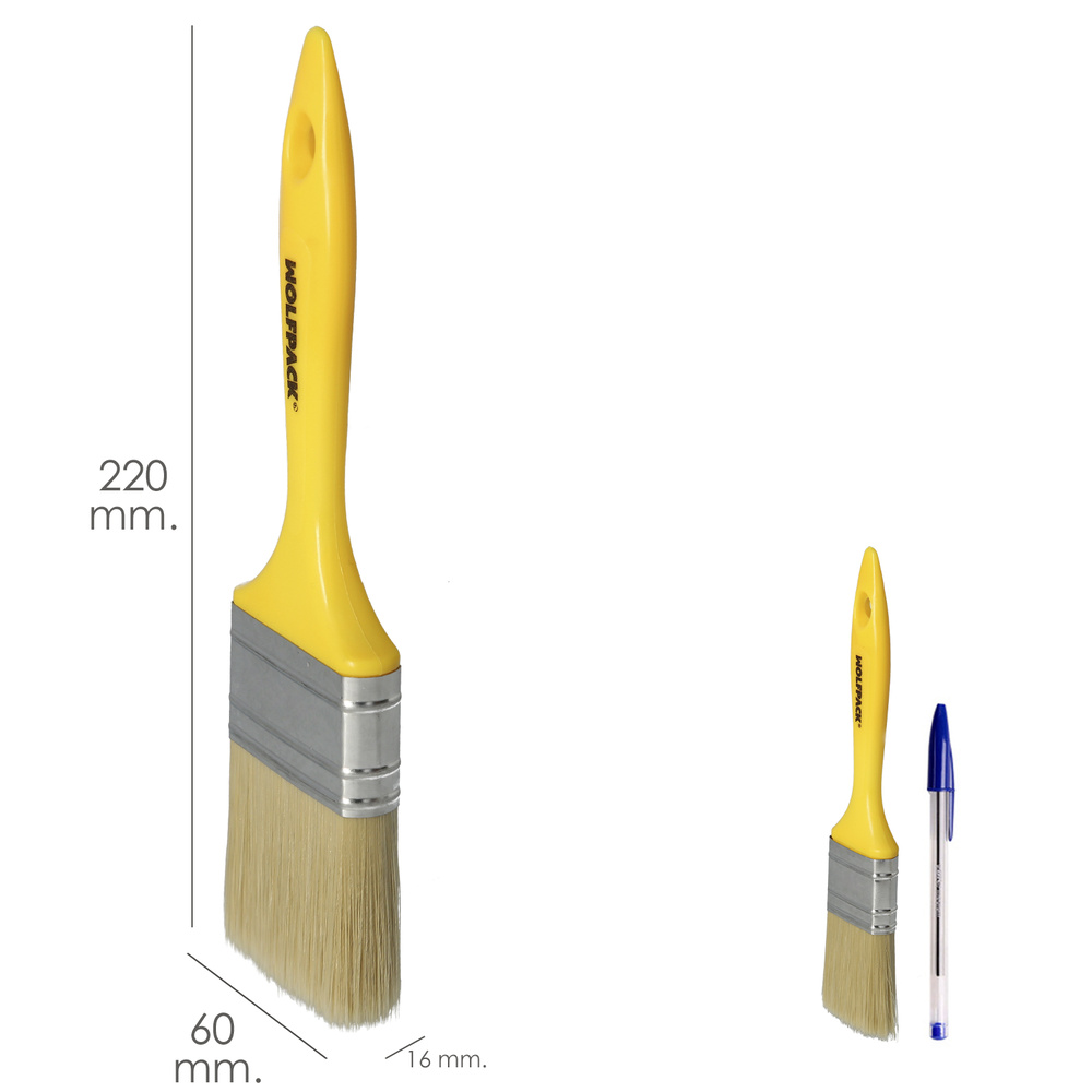Paletina Profesional Cerda Blanca Ancho 60 mm. Cerdas Naturales Mango Plastico Ergonomico, Brocha Pintor, Pincel Pintura - Imagen 2