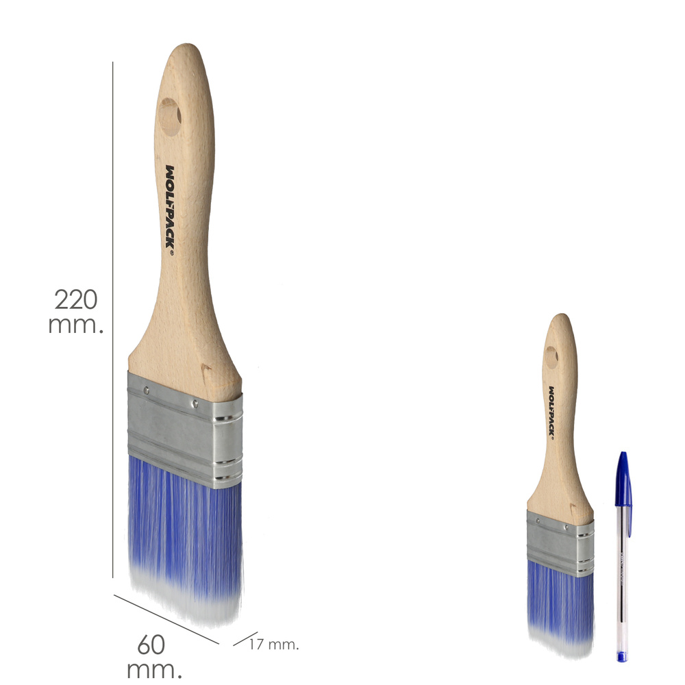 Paletina Profesional Plus Ancho 60 mm. Cerdas Sintenticas PBT, Mango Madera Haya Ergonomico, Brocha Pintor, Pincel Pintura - Imagen 2