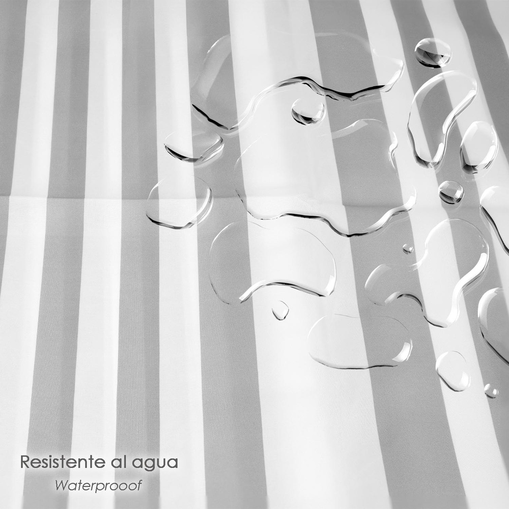 Cortina Ducha Rayas Blancas 180x200 cm. Impermeable - Imagen 5