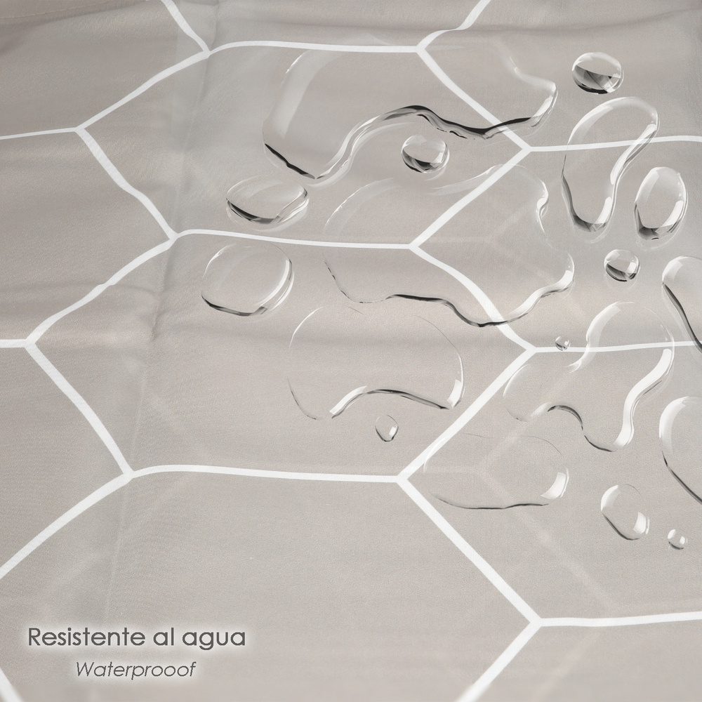 Cortina Ducha Formas Geometricas Beige 180x200 cm. Impermeable - Imagen 5