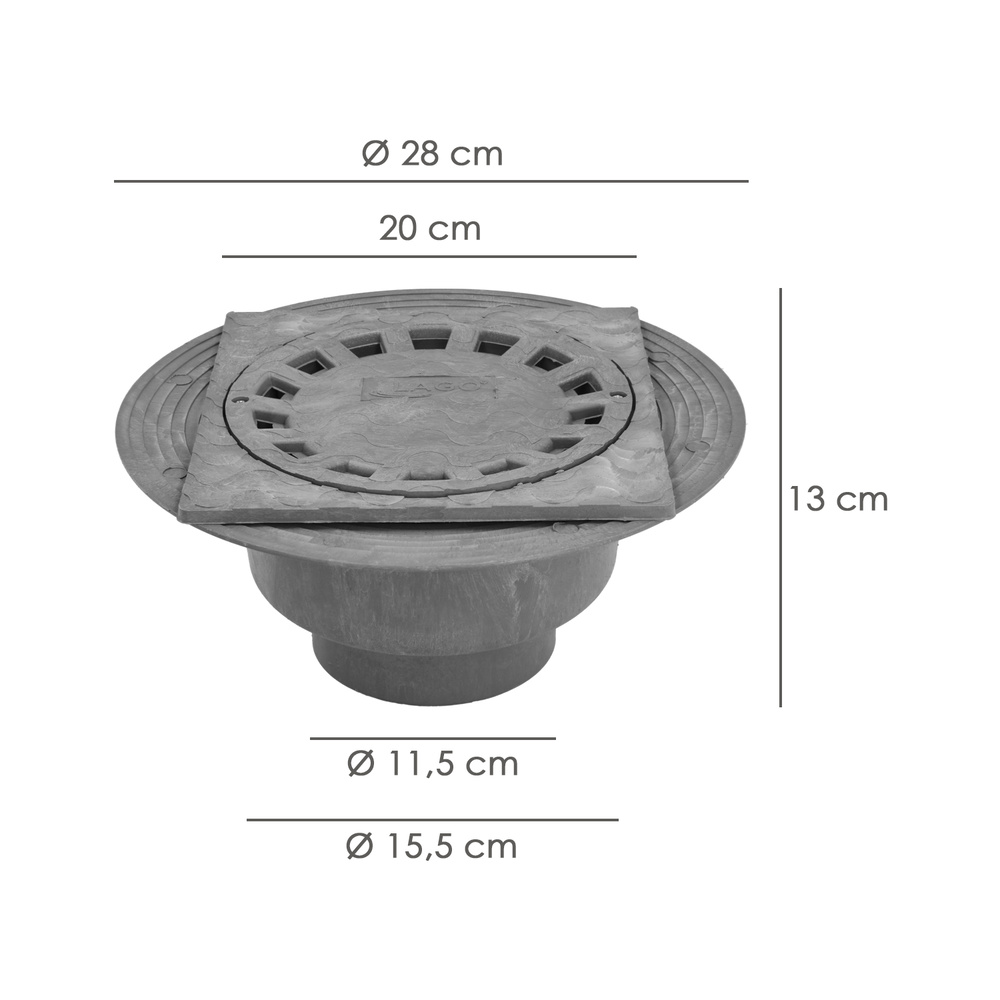 Caldereta Sifonica Pvc 200x200 mm. / Salida Ø 90-110 mm. - Imagen 2