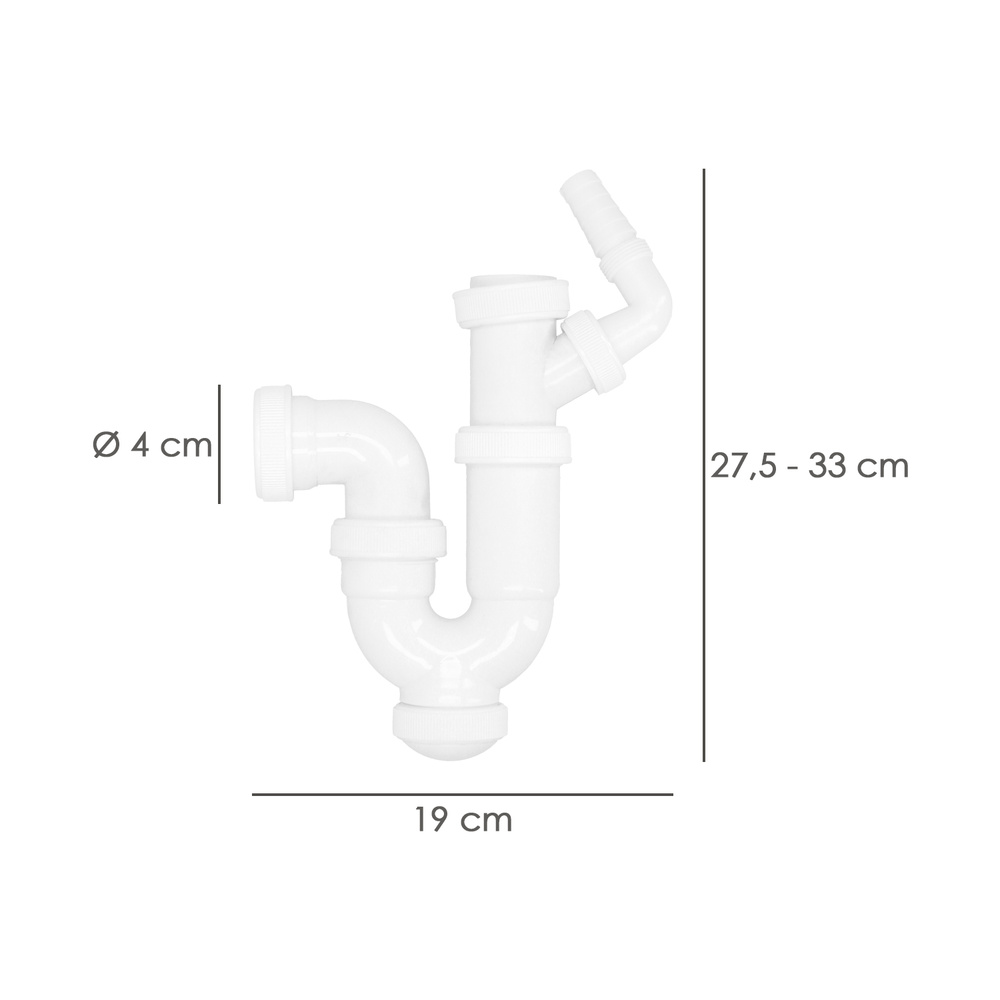 Sifon Curvo Extensible Con Toma Lavadora 1 1/2" Ø 40 Mm. - Imagen 2