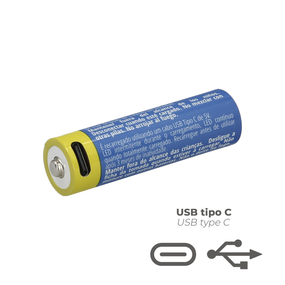 Pila Litio Recargable "AA" 1,5V USB-C (4 Unidades) - Imagen 3