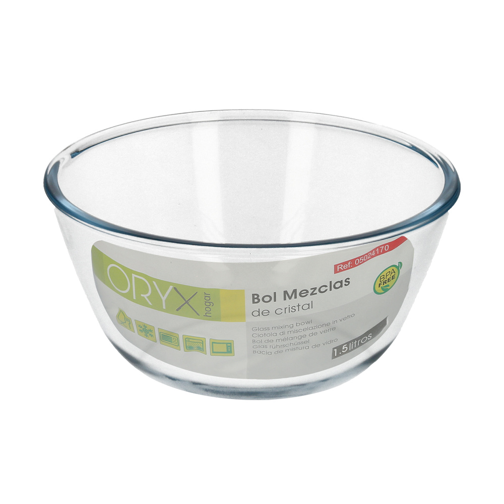 Bol De Cristal, Ideal Para Mezclas. 1.5 Litros. Libre BPA, Cristal De Borosilicato.Ensaladas, Postres, Cocina, Resposteria - Imagen 2