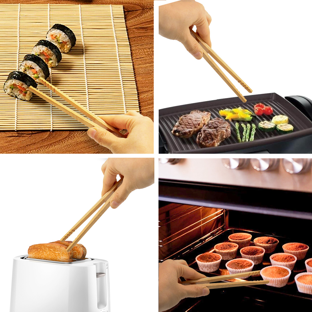 Pinzas De Cocina de Bambu Natural 20 cm. - Imagen 3
