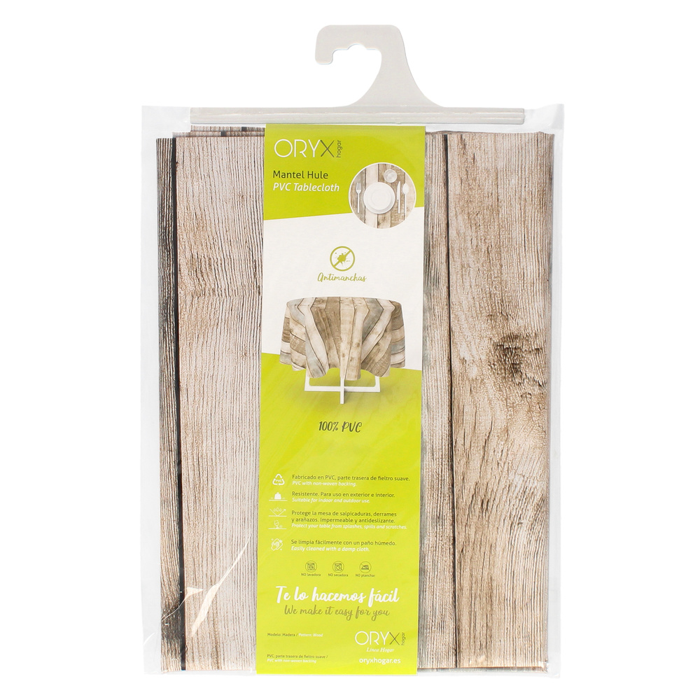 Mantel Hule Redondo Tablones Madera Impermeable Antimanchas PVC Ø 140 cm. Uso Interior y Exterior - Imagen 4