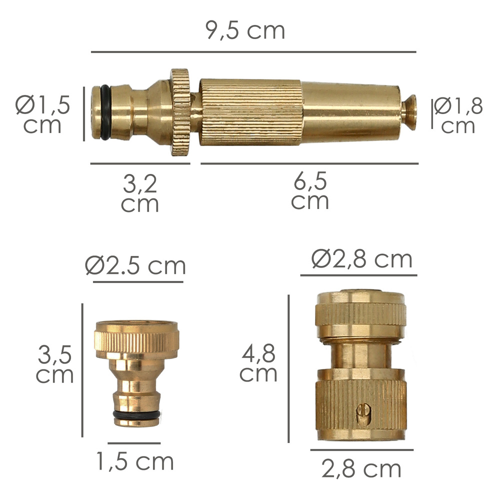 Set Riego 4 piezas Para Mangueras 1/2" Fabricado en laton. - Imagen 2