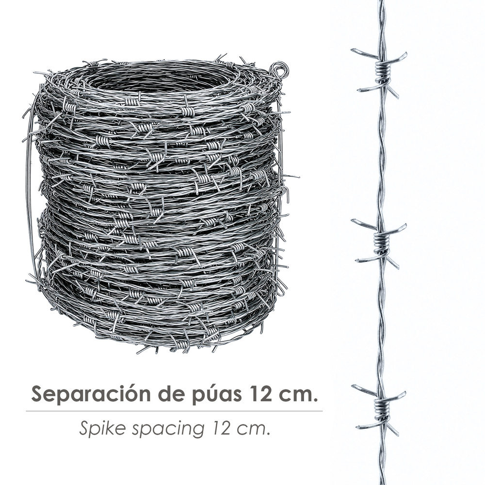 Alambre Espino Galvanizado 100 Metros 4/12 - Imagen 4