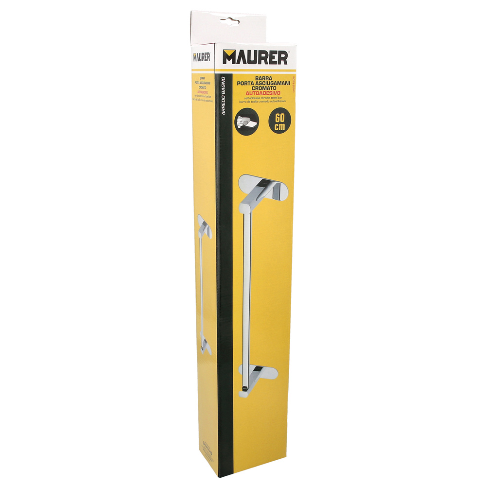 Toallero Barra 60 cm. Color Inox Con Efecto Espejo, Autoadhesivo Resistente, Porta Toallas, Toallero Adhesivo Pared/Mueble - Imagen 4