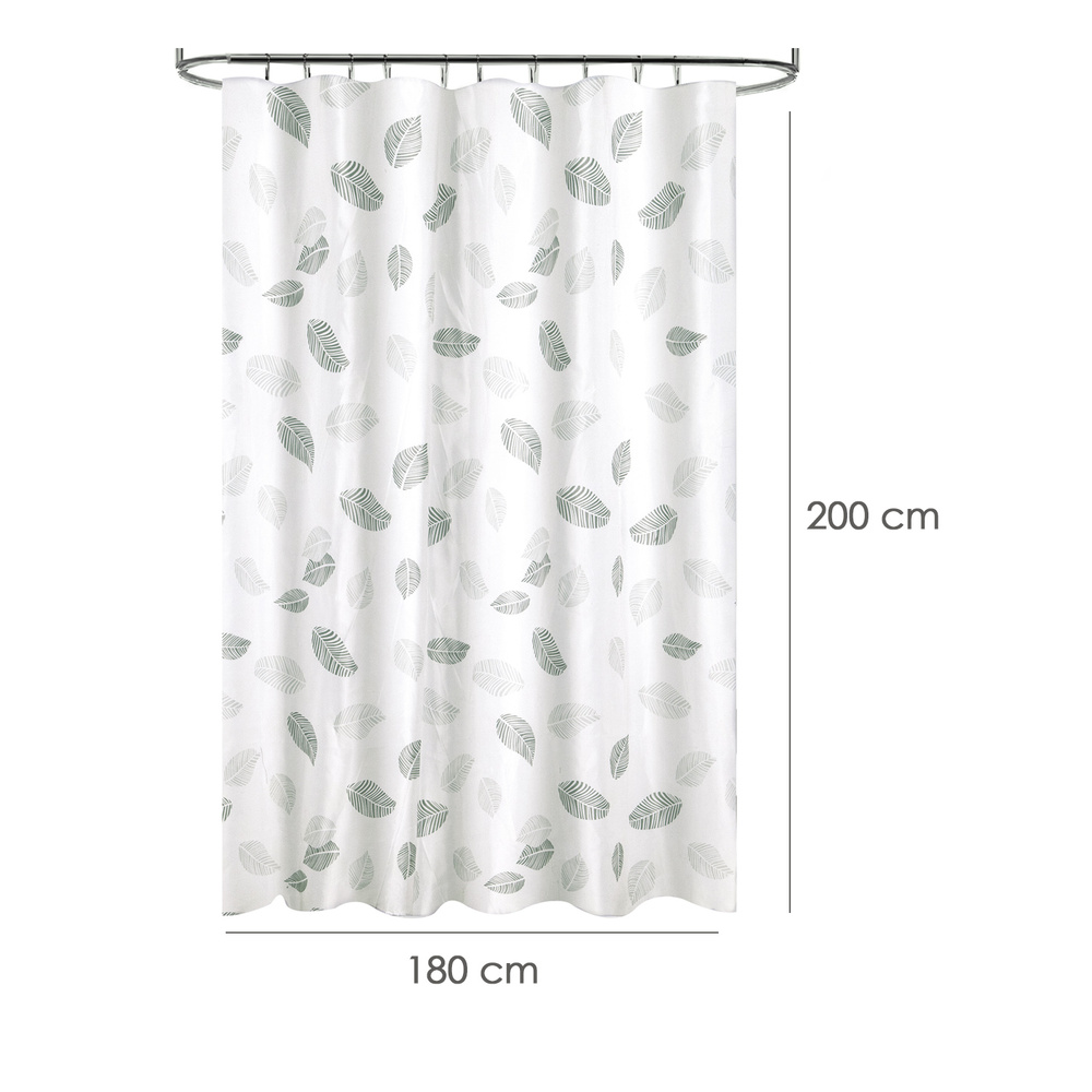 Cortina Ducha Tela Hojas 180 x 200 cm. Cortina baño, Cortina Tela Impermeable Con Anillas - Imagen 2
