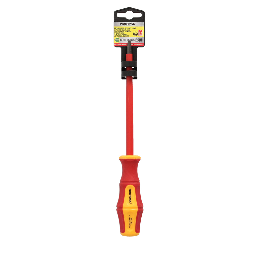 Destornillador Plano Aislado Certificado VDE 1.000 V. Medida 1,2 x Ø 6,5 x 150 mm. Destornillador Seguridad Electricista - Imagen 5