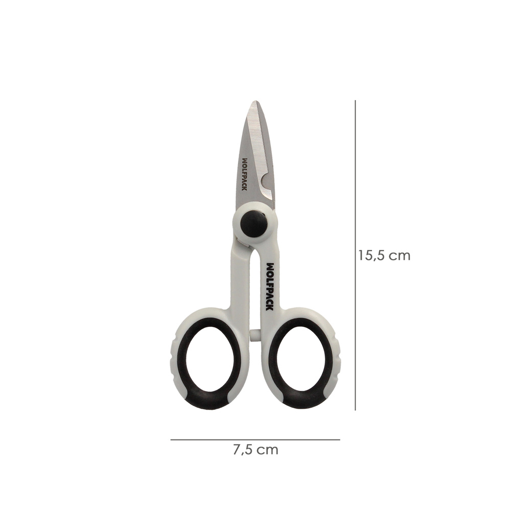 Tijeras Electricista 140 mm. Mango TPR No tension. Hojas Acero Inoxidable, Ergonomicas, Tijeras Cortar Cable, Pelacables - Imagen 2