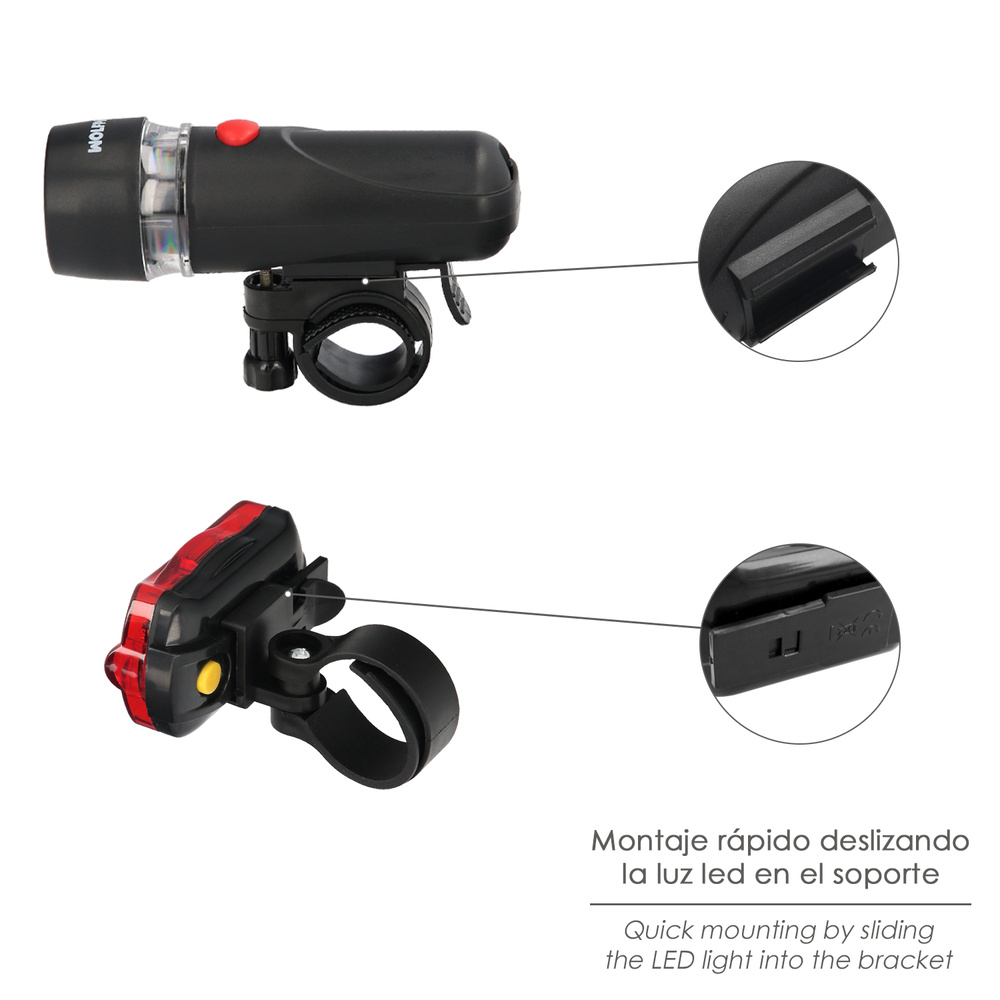 Kit Luces Led Delantera y Trasera Para Bicicleta / Patinete. Funcionamiento a Pilas. - Imagen 4
