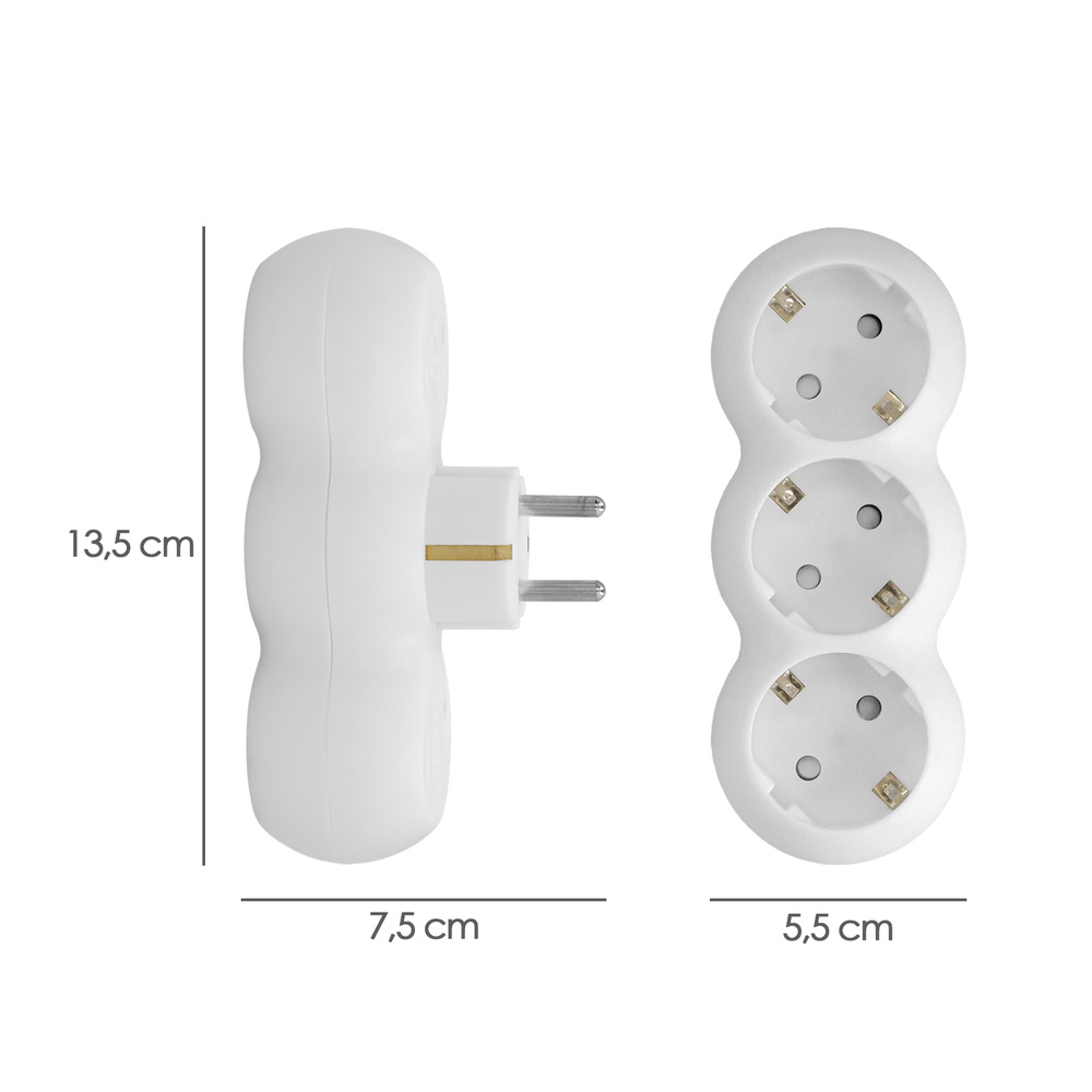 Adaptador Triple Schuko Recto 16A. 250V. - Imagen 2