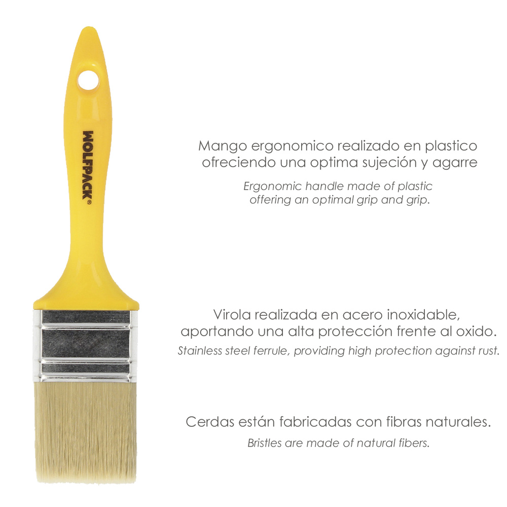 Paletina Profesional Cerda Blanca Ancho 60 mm. Cerdas Naturales Mango Plastico Ergonomico, Brocha Pintor, Pincel Pintura - Imagen 4