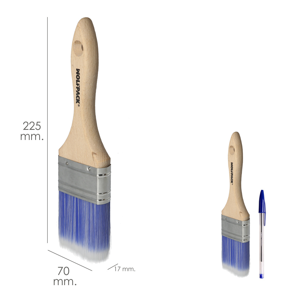 Paletina Profesional Plus Ancho 70 mm. Cerdas Sintenticas PBT, Mango Madera Haya Ergonomico, Brocha Pintor, Pincel Pintura - Imagen 2