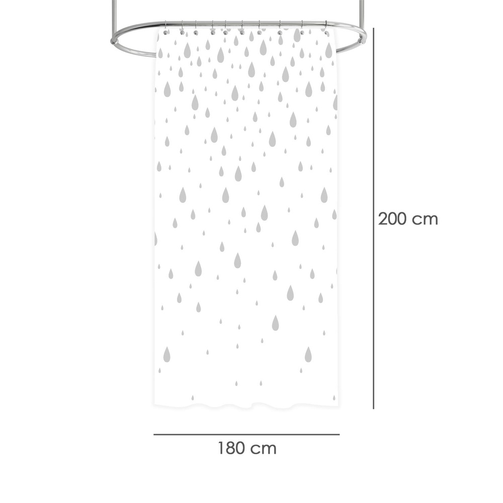Cortina Ducha Gotas Gris 180x200 cm. Impermeable - Imagen 2