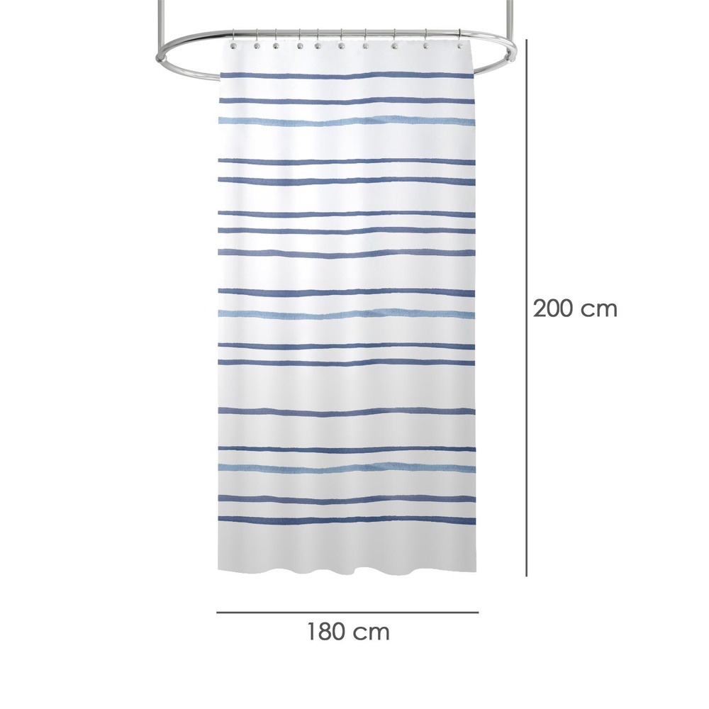 Cortina Ducha Rayas Azules 180x200 cm. Impermeable - Imagen 2