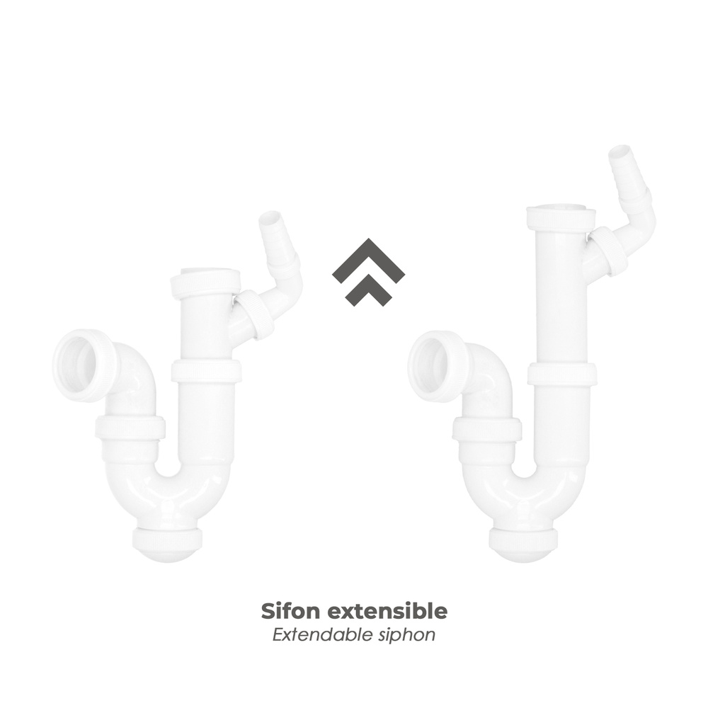 Sifon Curvo Extensible Con Toma Lavadora 1 1/2" Ø 40 Mm. - Imagen 3