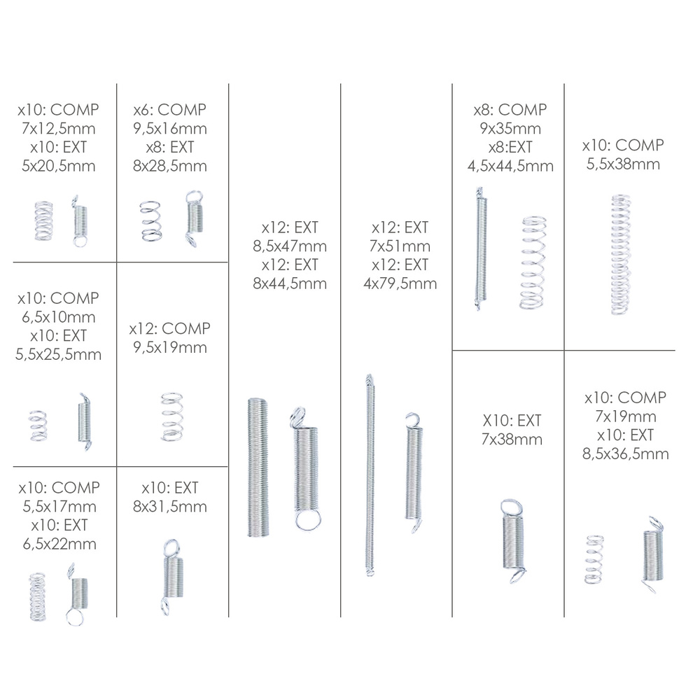 Kit Maletin 200 Muelles Compresión / Extensión Con Caja De Almacenamiento, Para Todo Tipo De Herramientas y Equipos - Imagen 3