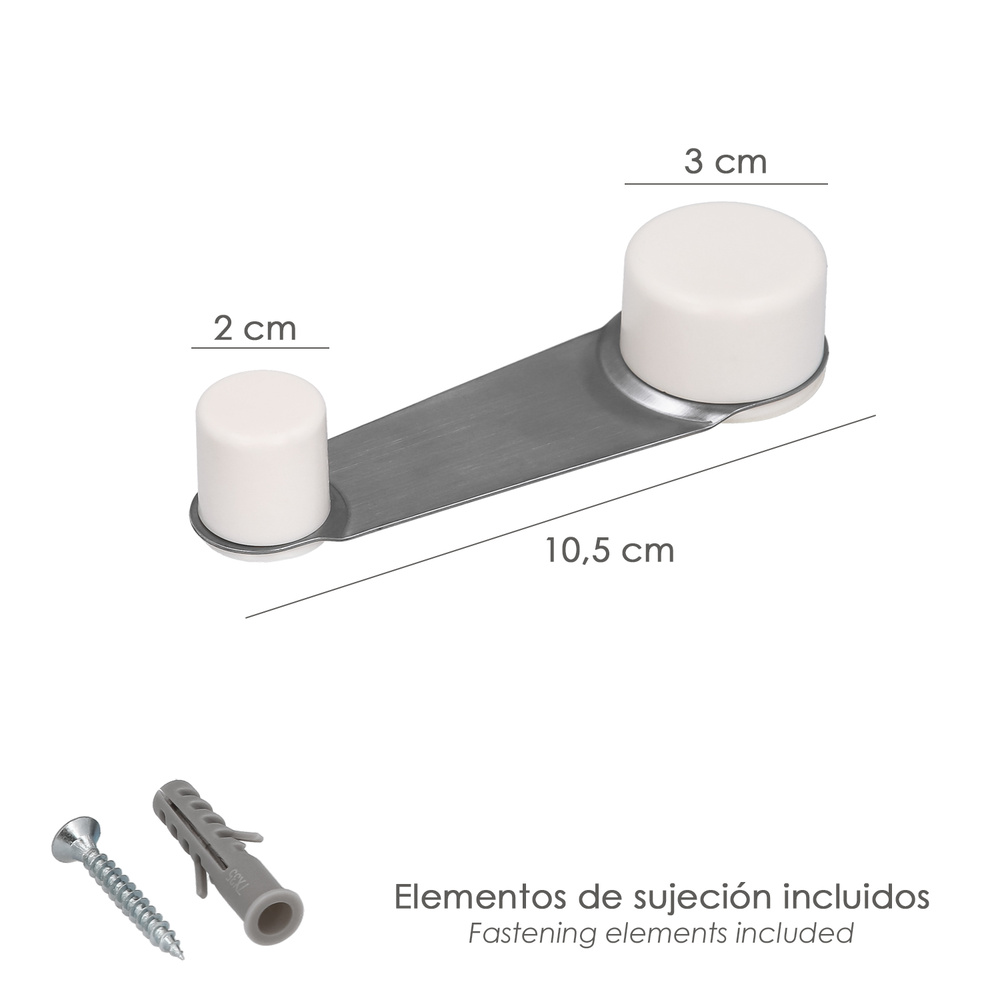 Tope Puerta Adhesivo con Retenedor Blanco - Imagen 2