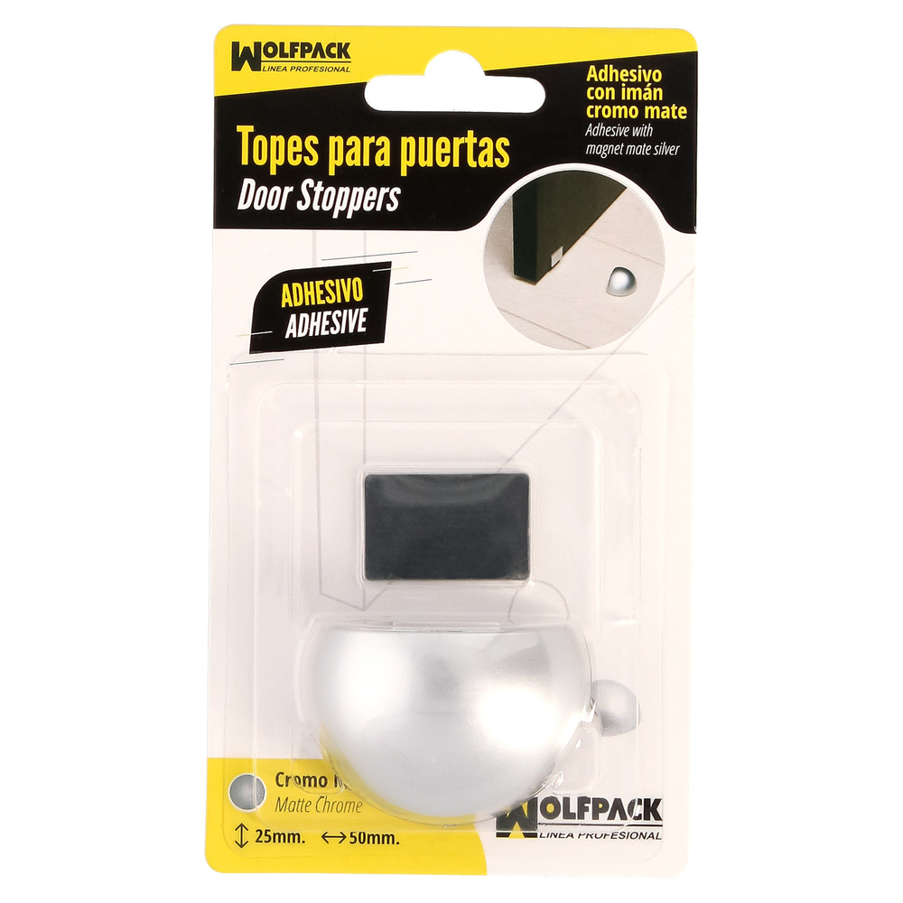 Tope Puerta Adhesivo con Imán Retenedor Cromo Mate - Imagen 4