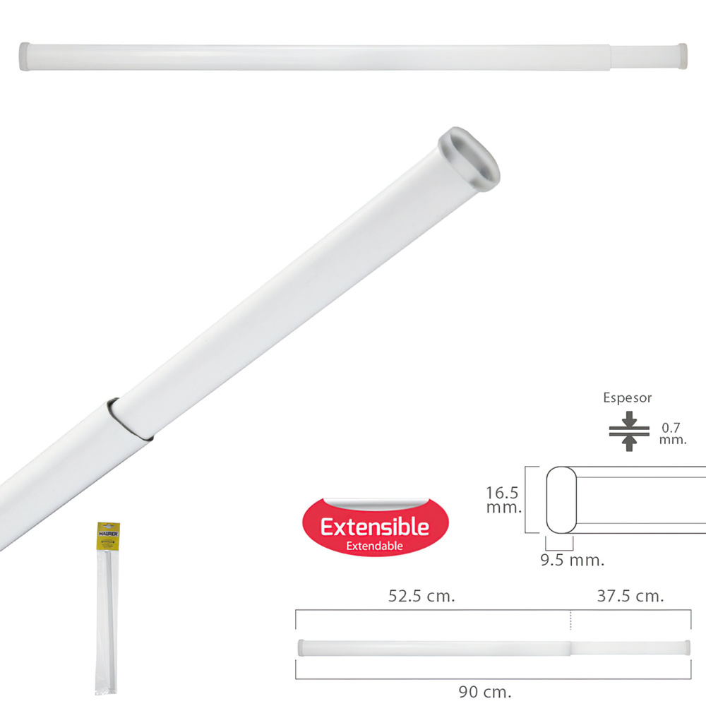 Barra Visillo Extensible 52.5/90 cm. Con Muelle Presion Ajustable (1 Pieza)