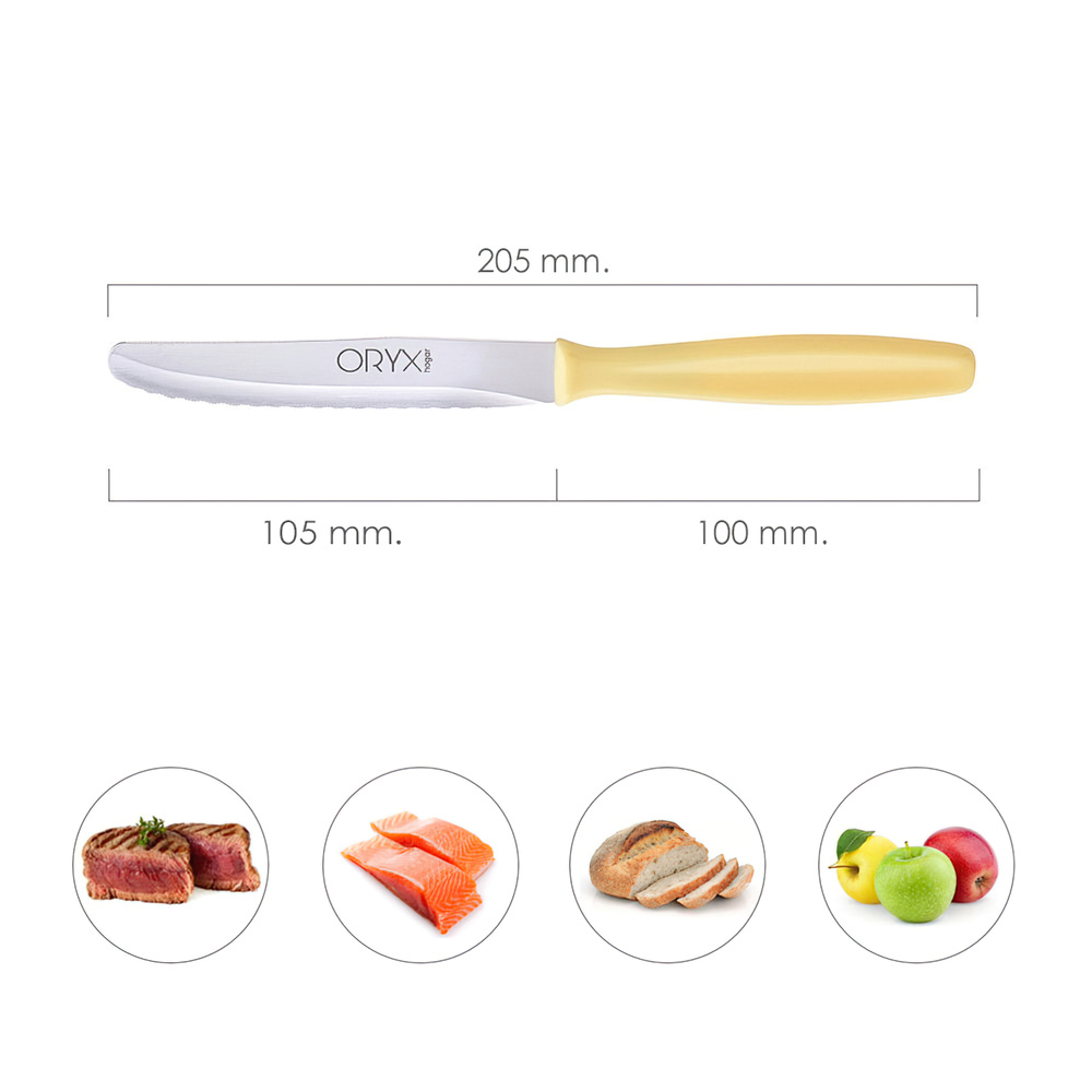Cuchillo Mesa Etna Hoja Sierra Acero Inoxidable 10 cm. Amarillo (Blister 6 piezas) - Imagen 2