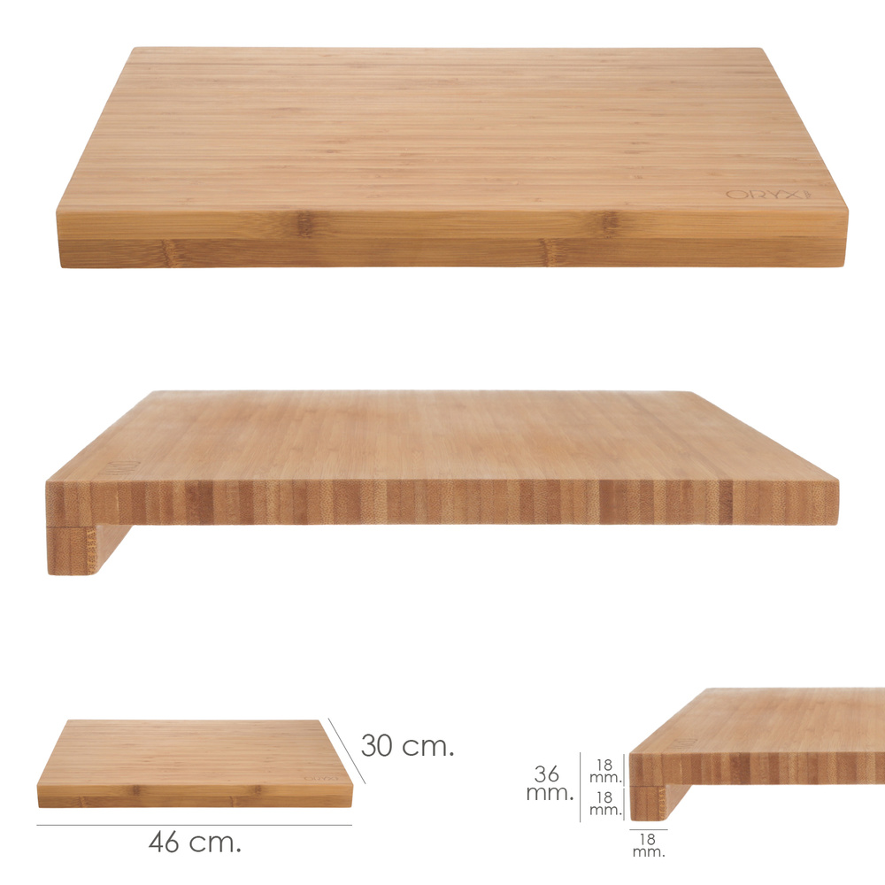 Tabla Cortar Cocina Fabricada En Madera De Bambu 100% Con Borde 46x30,5 cm.Tabla Cortar,Carne Pescado,Verduras,Frutas,Alimentos - Imagen 2