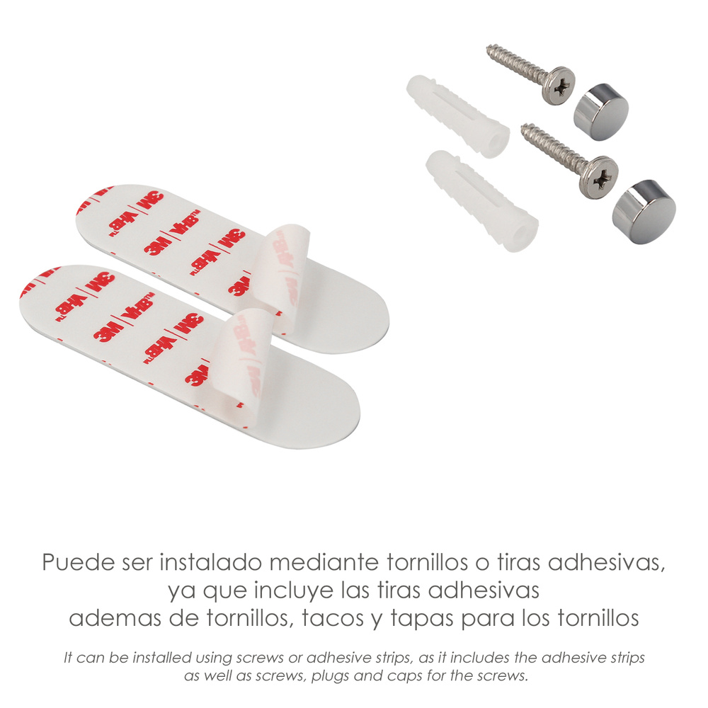 Portarrollos Baño Con Estante Para Moviles Autoadhesivo, Color Inox Con Efecto Espejo, Autoadhesivo Resistente o Con Tornillos - Imagen 3