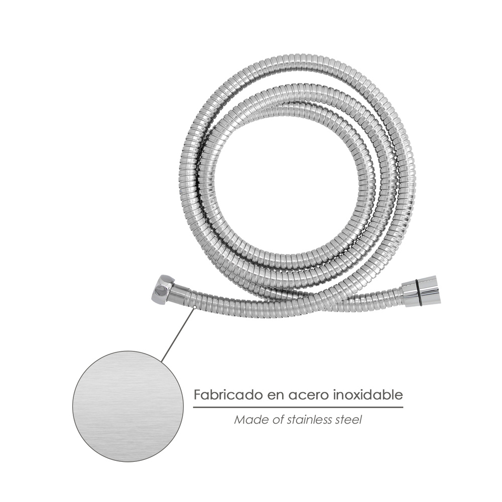 Flexo / Manguera Ducha Extensible Acero Inoxidable 1,7 a 2 Metros Accesorios de Latón. Flexible, Resistente a Torceduras, - Imagen 4