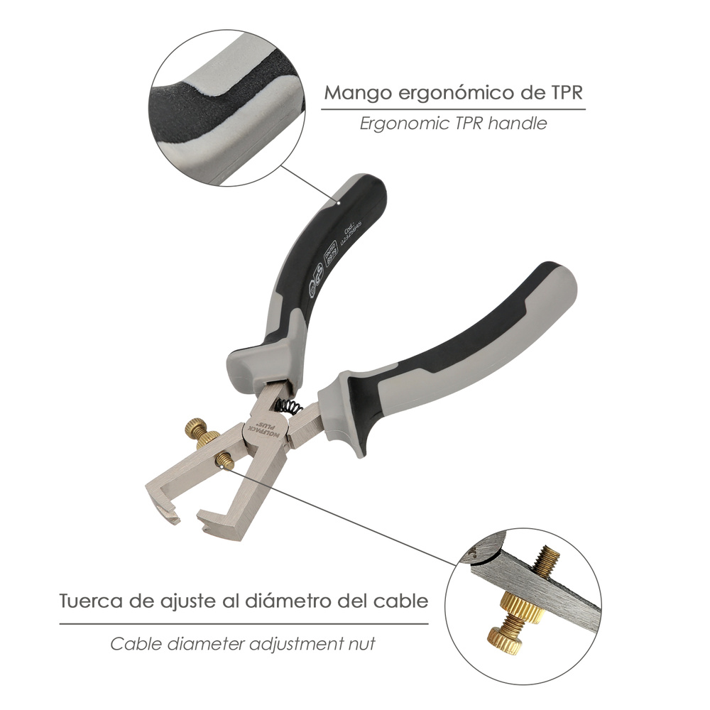 Pelacables 175 mm. acero Cromo Vanadio DIN-ISO 8979 Corta Cables, Pelador Cables, Cortador De Cables. - Imagen 3