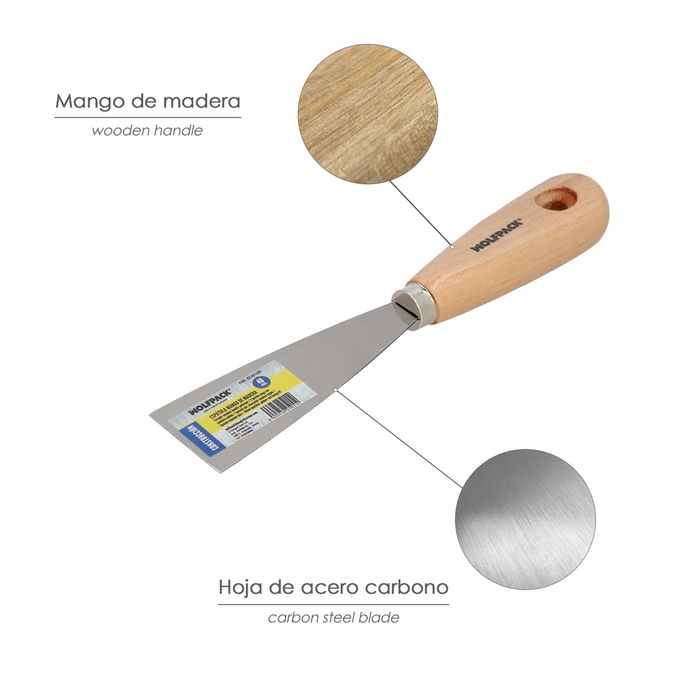 Espatula Mango Madera Hoja Acero 40 mm. Aplicar Yeso, Pintora, Masillas, Pladur, etc. - Imagen 3