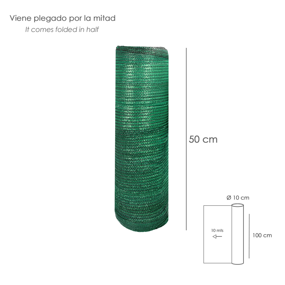 Malla Sombreo Rollo 1,0 x 10 Metros, Reduce Radiación, Protección Jardín y Terraza, Regula Temperatura, Color Verde Claro - Imagen 2