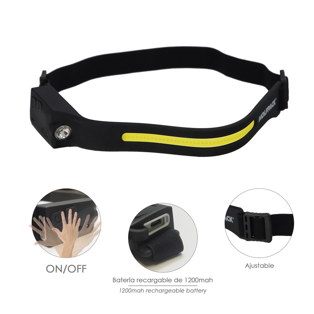 Linterna Led Frontal Cabeza Ajustable 350 Lumenes 4 Modos, Cinta Ajustable, Bateria Recargable Con Sensor Movimiento - Imagen 2