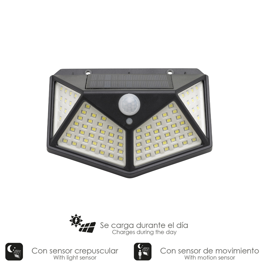 Aplique Solar Led Con Sensor De Luz y De Movimiento 270 Lumenes Ip4x Foco Led A Bateria, Foco Solar. - Imagen 3